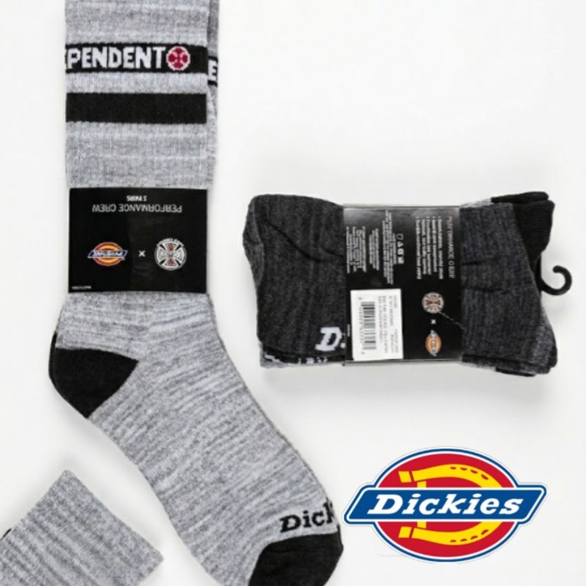 DICKIES - MEDIAS HOMBRE DICKIES X INDEPENDENT CREW ASSORTMENT PACK  DE 3 MEDIAS GRIS SURT 6/12
