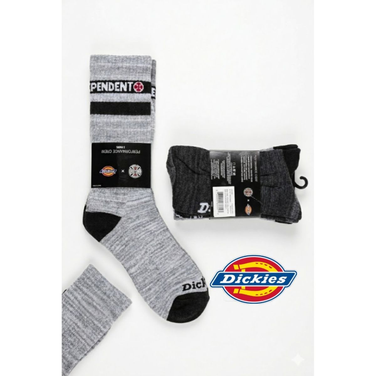 DICKIES - MEDIAS HOMBRE DICKIES X INDEPENDENT CREW ASSORTMENT PACK  DE 3 MEDIAS GRIS SURT 6/12