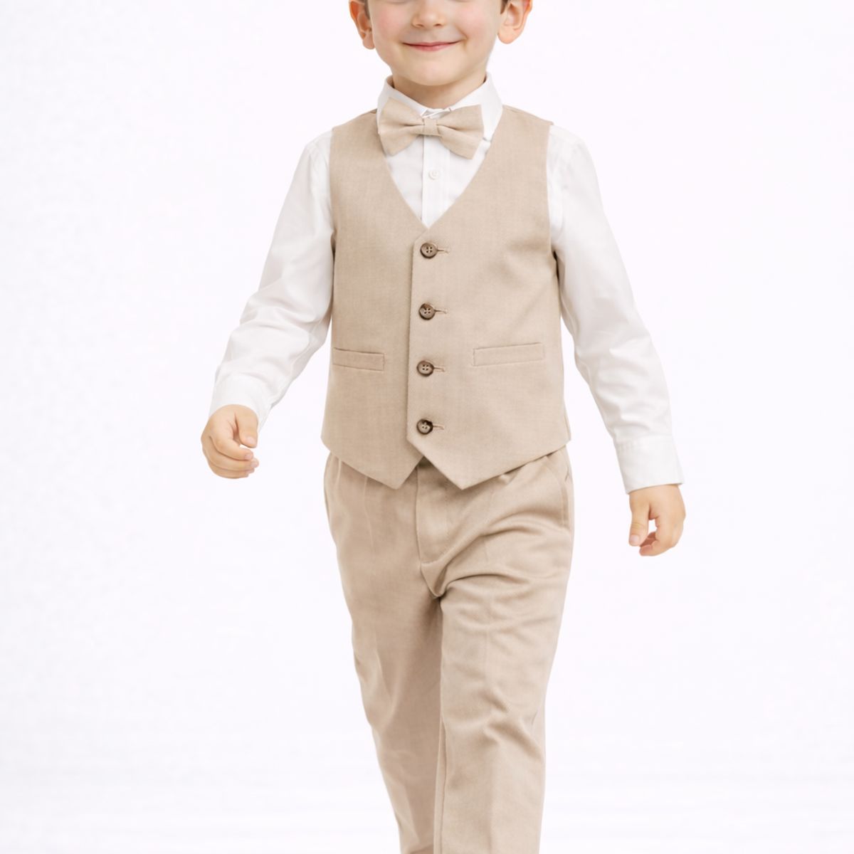 GENERICO - CONJUNTO PANTALÓN CHALECO CORBATA BEIGE