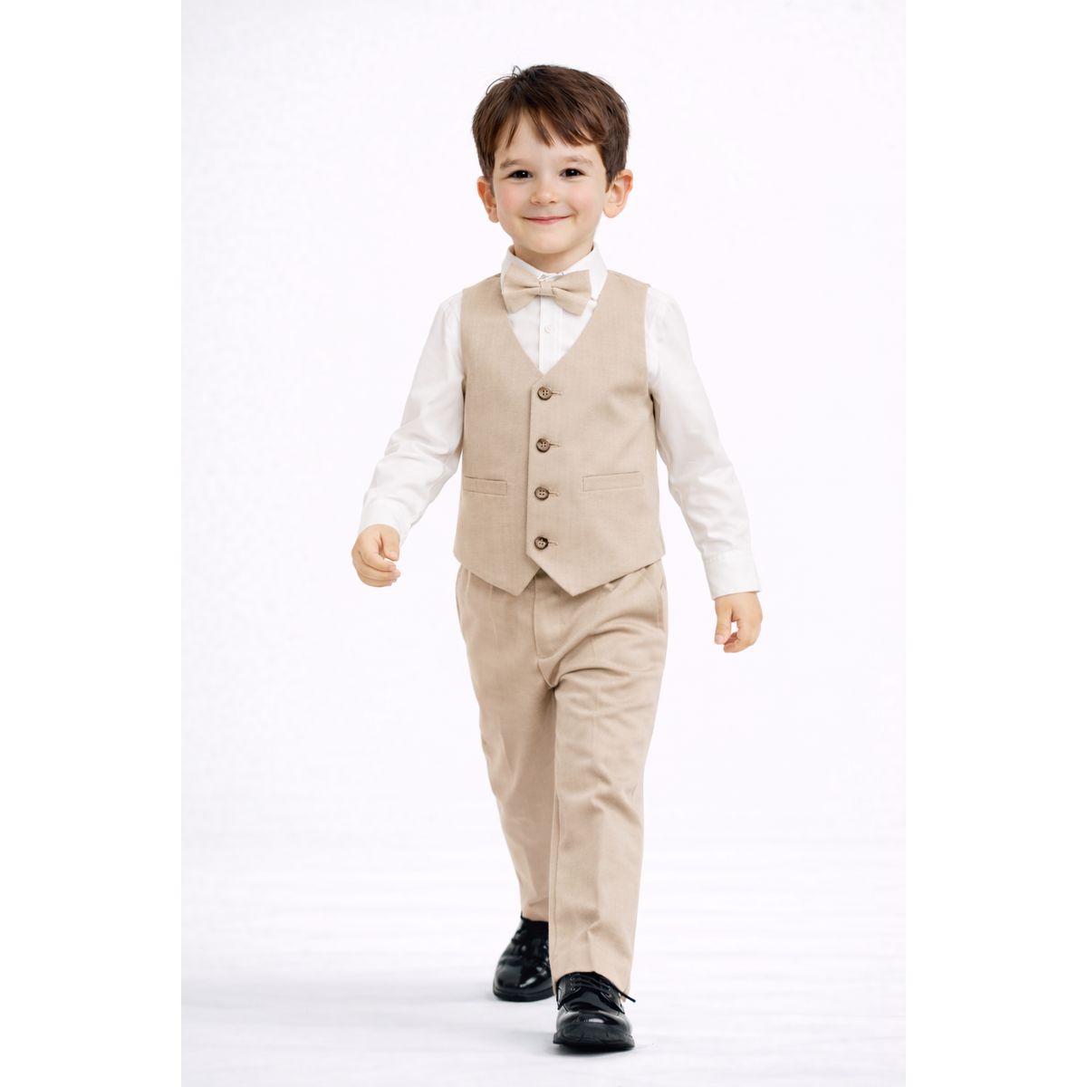 GENERICO - CONJUNTO PANTALÓN CHALECO CORBATA BEIGE