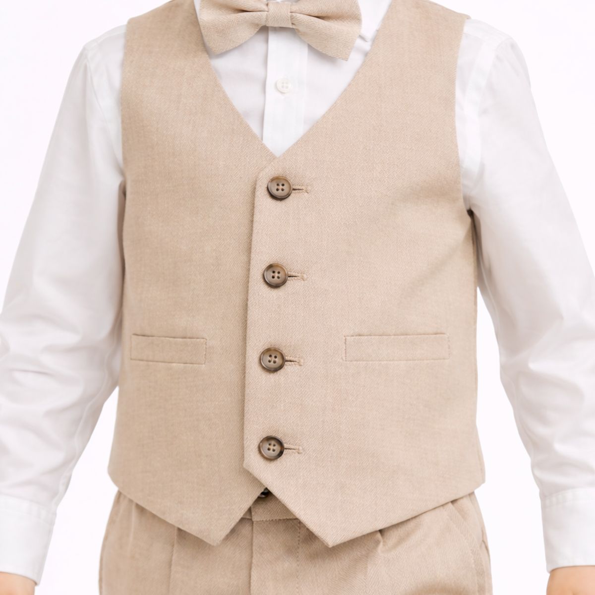 GENERICO - CONJUNTO PANTALÓN CHALECO CORBATA BEIGE
