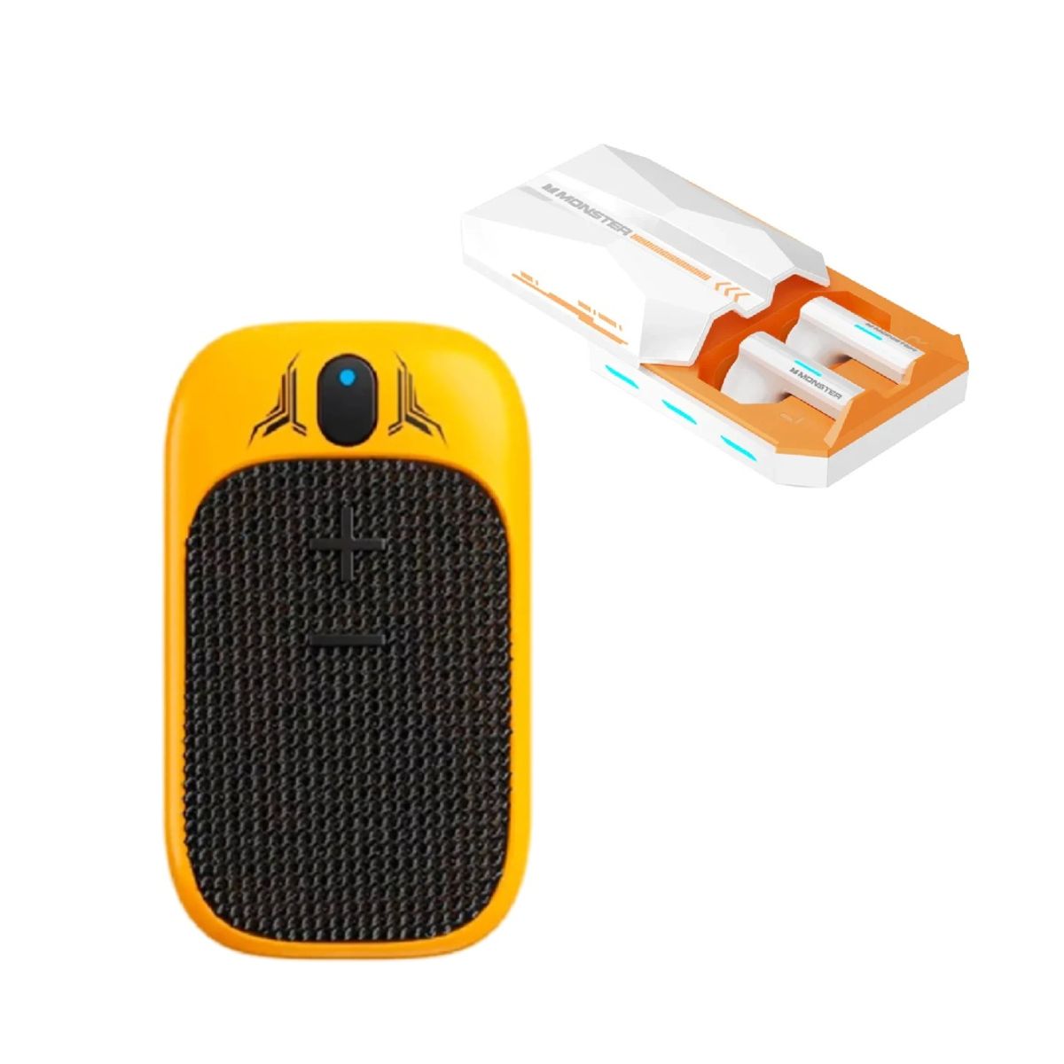 TRANSFORMERS - Parlante Portátil Transformers TF-Y07 Amarillo + Audífonos Inalámbricos Gamer Monster XKT11