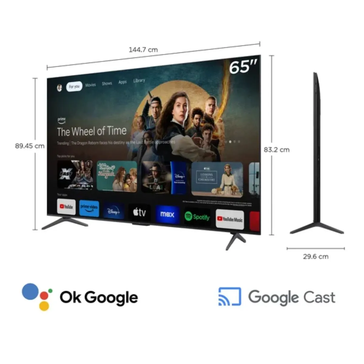TCL - Televisor TCL 65 QD MINI LED 4K UHD Google TV 65C6KS 2025 + ANT