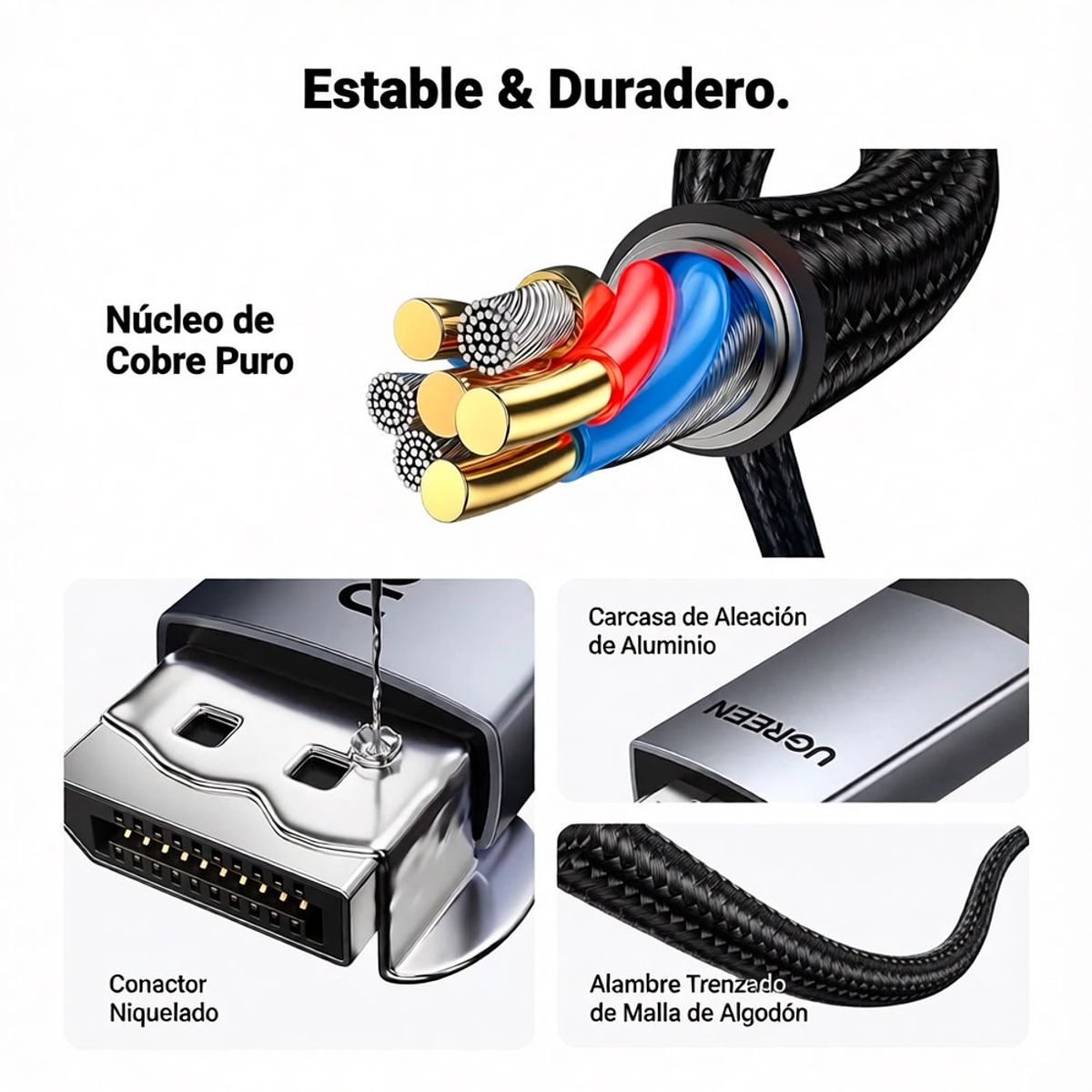 UGREEN - Cable Displayport A Hdmi Ugreen 4k 3m Alta Resolución