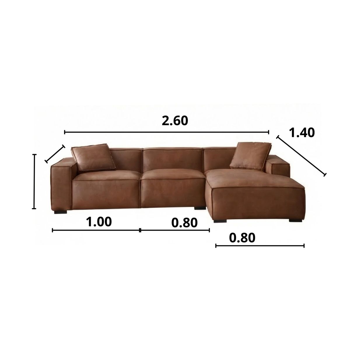 SECCIONAL MODELO LUHAN ULTRACUERO MARRON, marca GENERICO - Foto 2