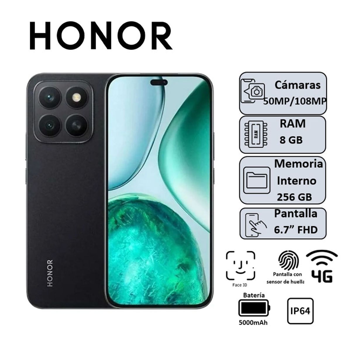 HONOR - CELULAR HONOR PLAY 9S 8GB256GB NEGRO LIBERADO
