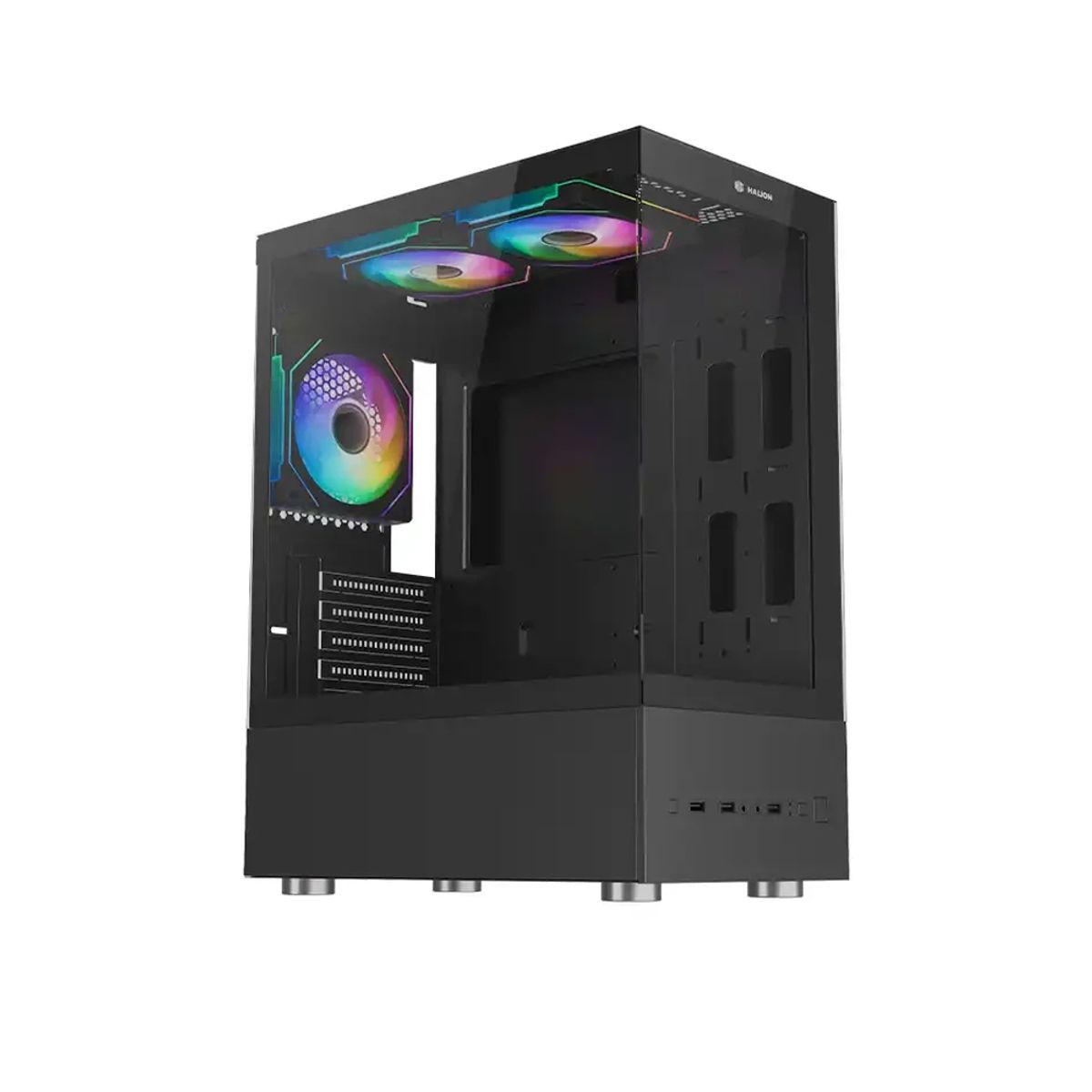 HALION - Case Halion Buffalo Cr41 - Fuente 500W, Panel Vidrio Templado, 3 Ventiladores, Negro, Idea
