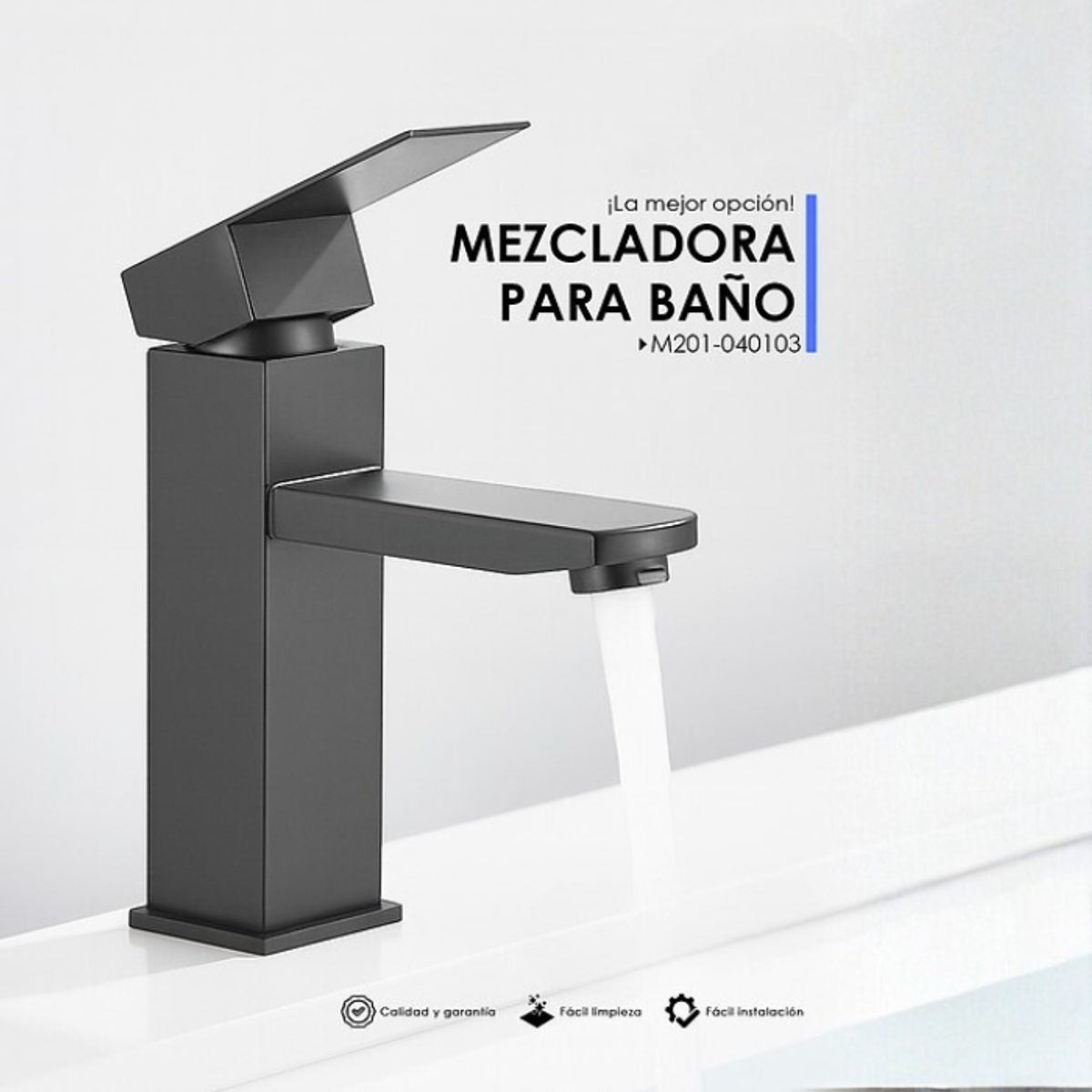 XM - MEZCLADORA MONOCOMANDO DE LAVATORIO  BAJO GUN GRIS M201-040103