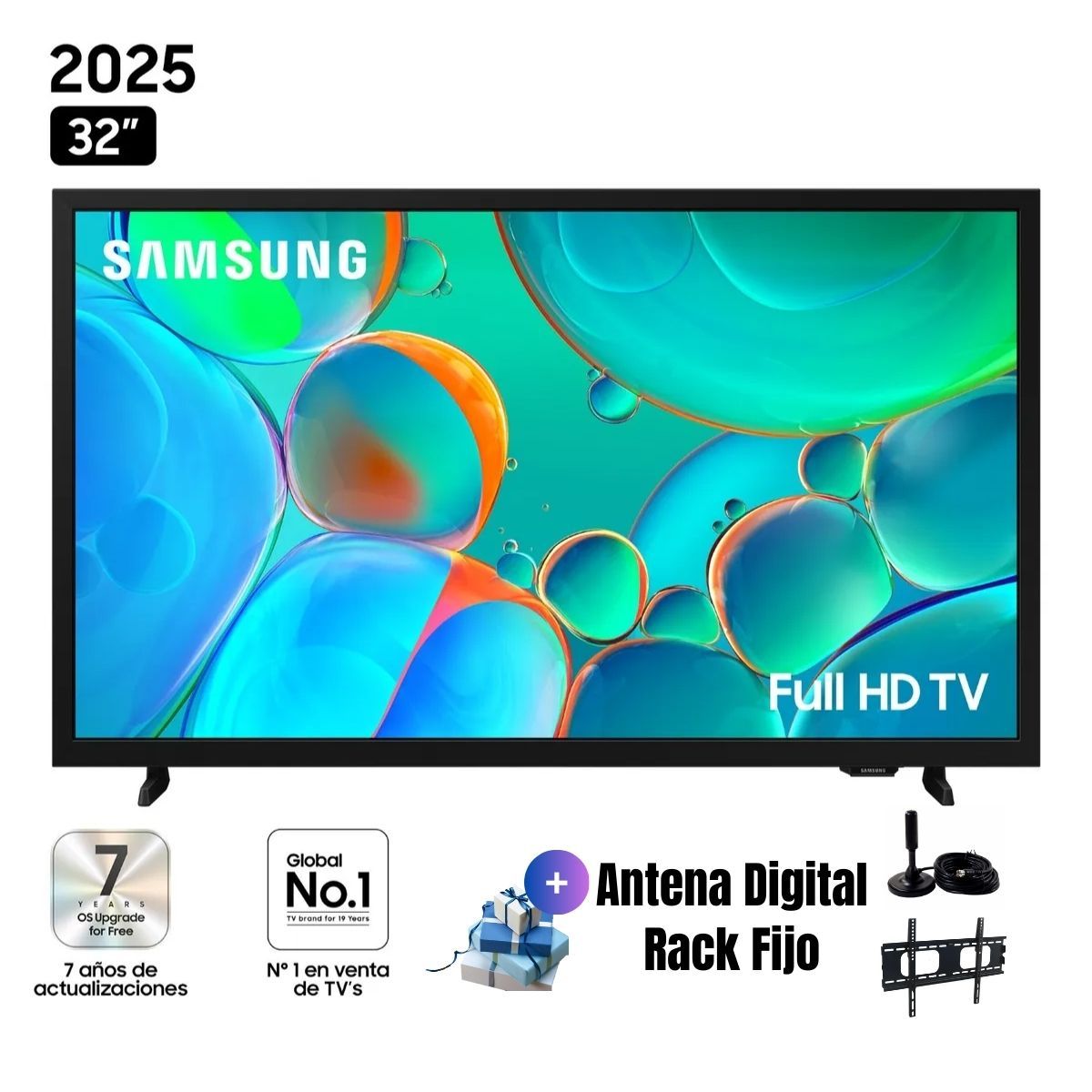 SAMSUNG - Televisor Samsung 32'' LED HD Smart TV UN32H5000FGXPE Tizen 2025 + ANT + RACK FIJO