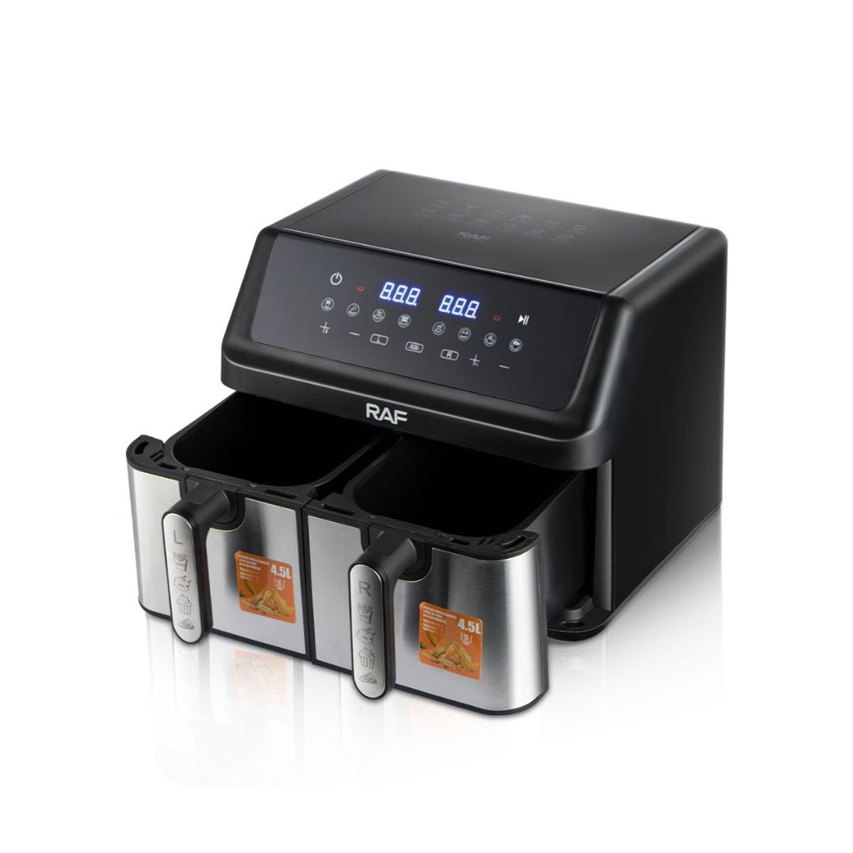 GENERICO - FREIDORA DE AIRE ELÉCTRICA DE DOBLE CESTA PROFESIONAL DE LUJO