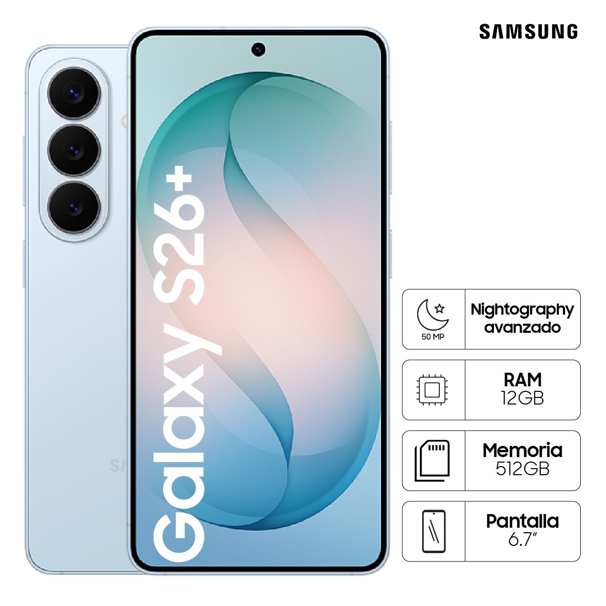 SAMSUNG - Celular Samsung Galaxy S26+ 512GB Sky Blue