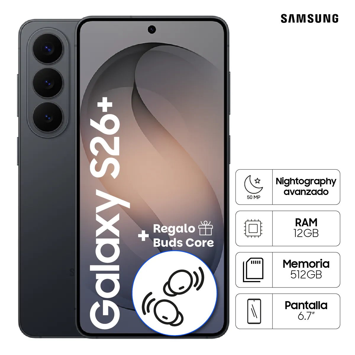 SAMSUNG - Celular Samsung Galaxy S26+ 512GB Black