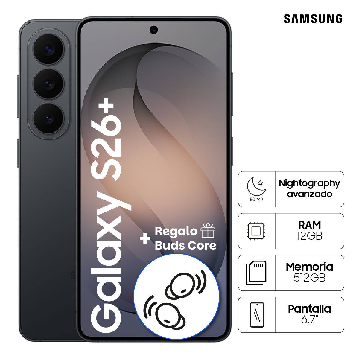 SAMSUNG - Celular Samsung Galaxy S26+ 512GB Black