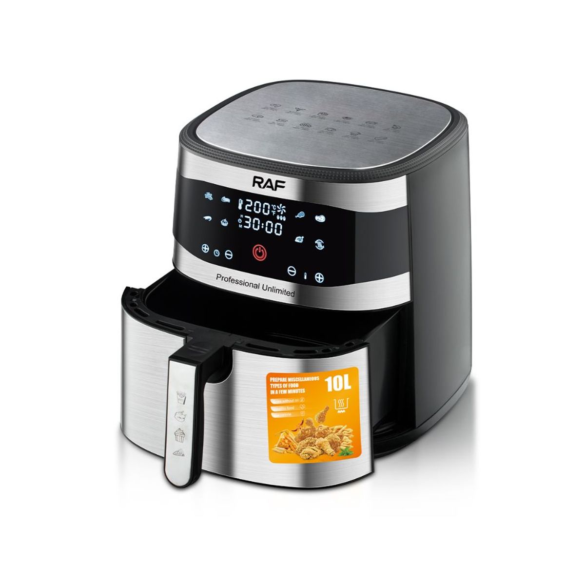 GENERICO - FREIDORA DE AIRE DE GRAN CAPACIDAD DE 10 L