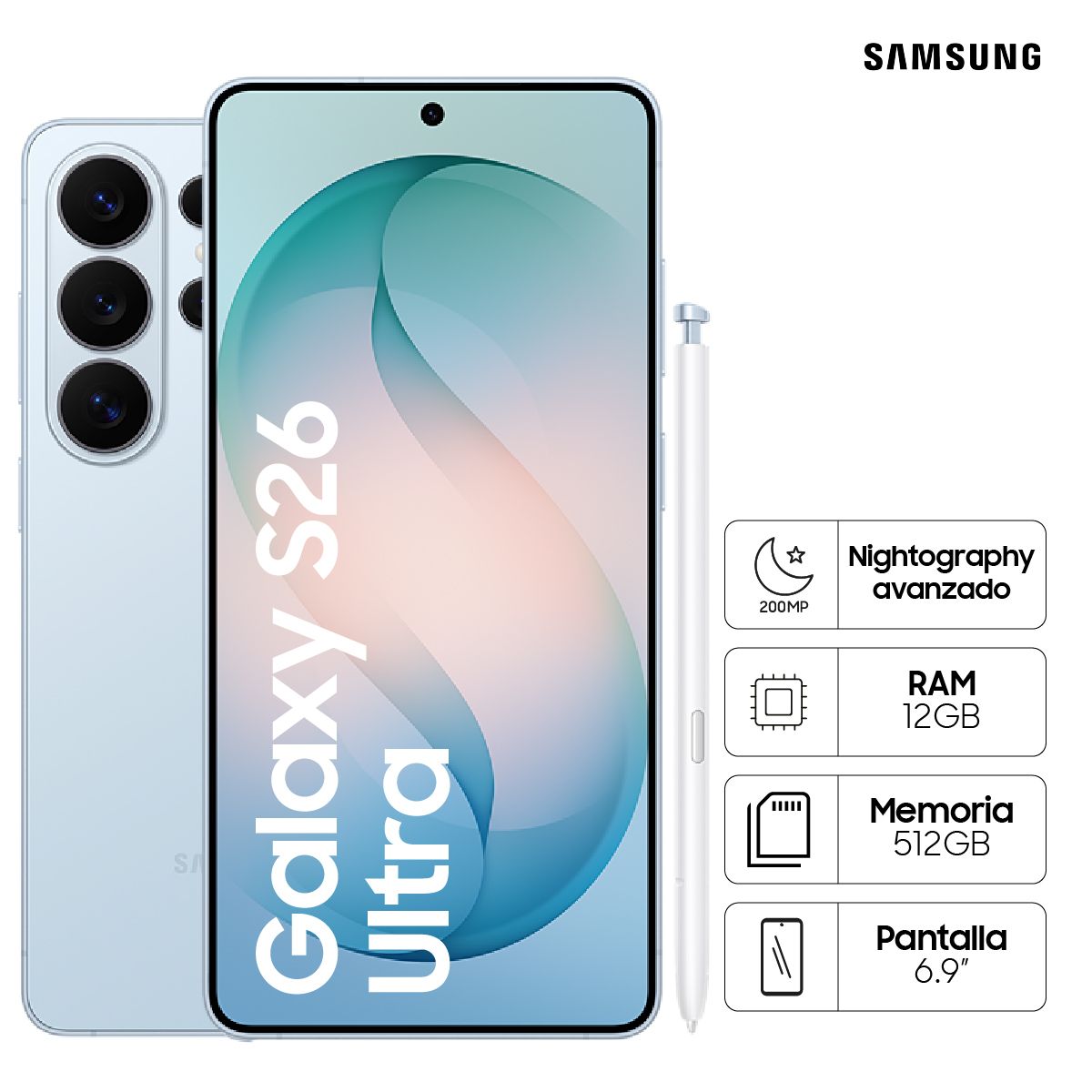 SAMSUNG - Celular Samsung Galaxy S26 Ultra 512GB Sky Blue