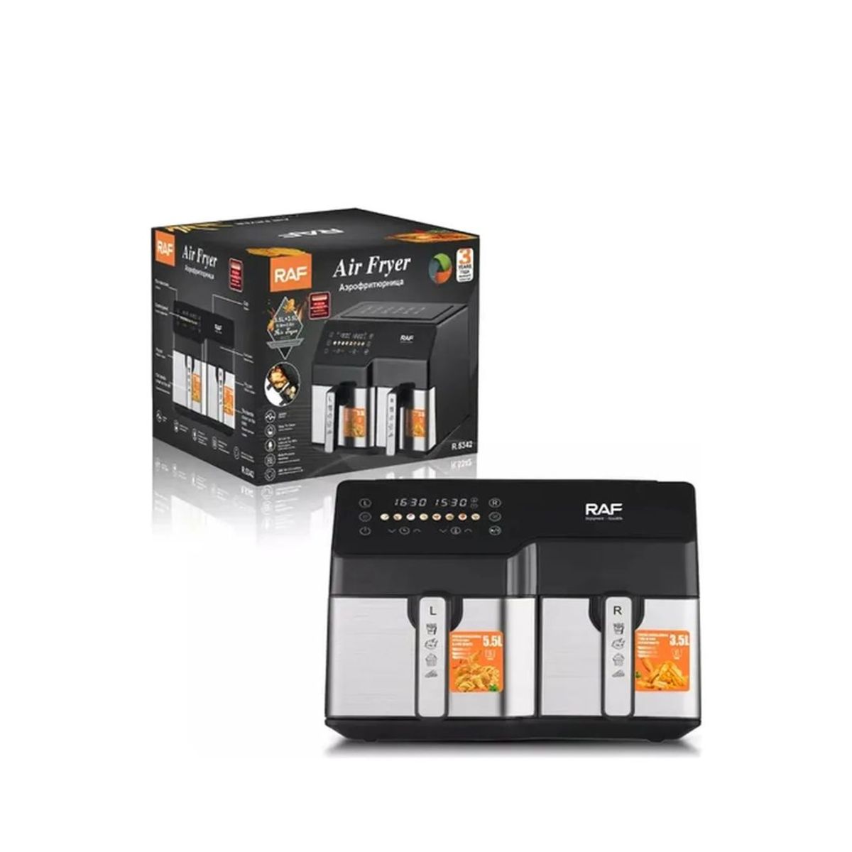 GENERICO - FREIDORA DE AIRE MULTIFUNCIONAL DOBLE CESTA INTELIGENTE