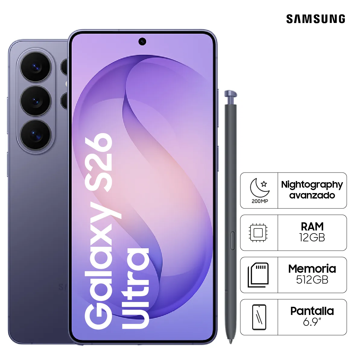 SAMSUNG - Celular Samsung Galaxy S26 Ultra 512GB Cobalt Violet