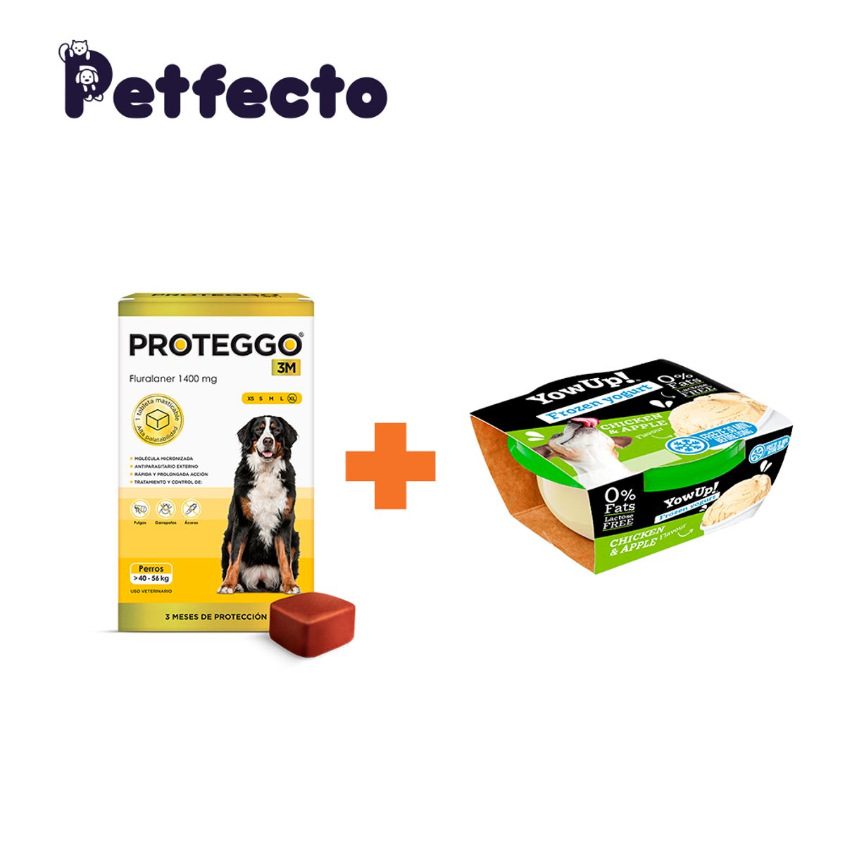 PROTEGGO - ANTIPULGAS PARA PERROS - 3 MESES (>40 – 56 kg.) +1 HELADO CHICKEN AND APPLE