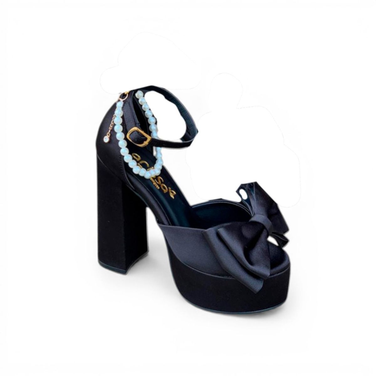 GENERICO - Sandalia Mujer 2086L-85 Doble Lazo Con Pulsera X15 Color Negro