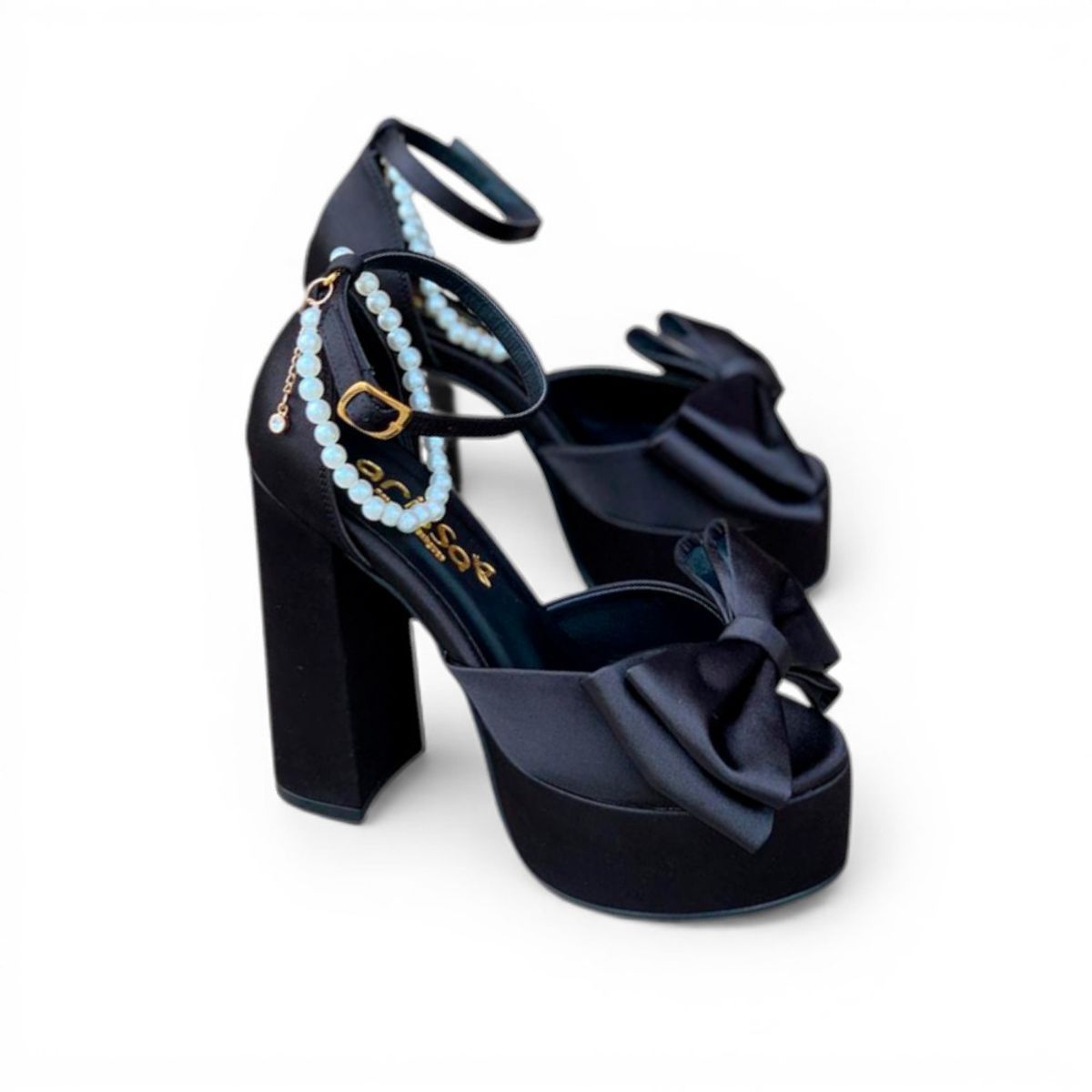 GENERICO - Sandalia Mujer 2086L-85 Doble Lazo Con Pulsera X15 Color Negro