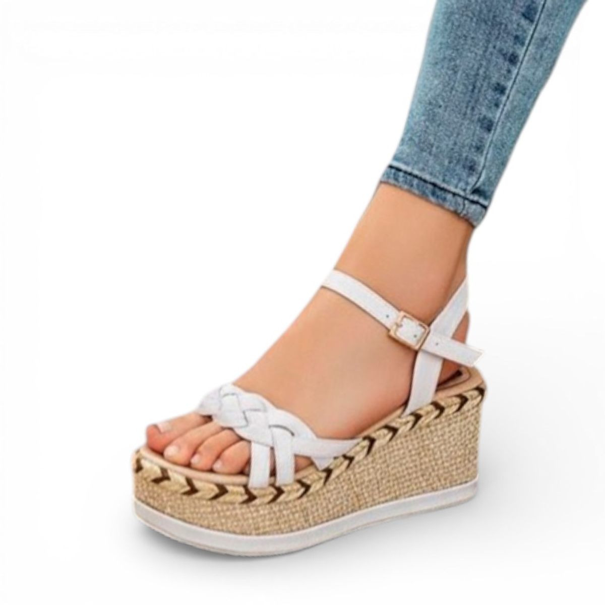 GENERICO - Sandalia Mujer Frances 2086L-48 Plataforma X5 Color Blanco