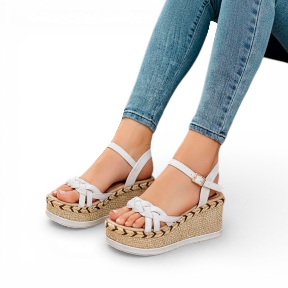 GENERICO - Sandalia Mujer Frances 2086L-48 Plataforma X5 Color Blanco
