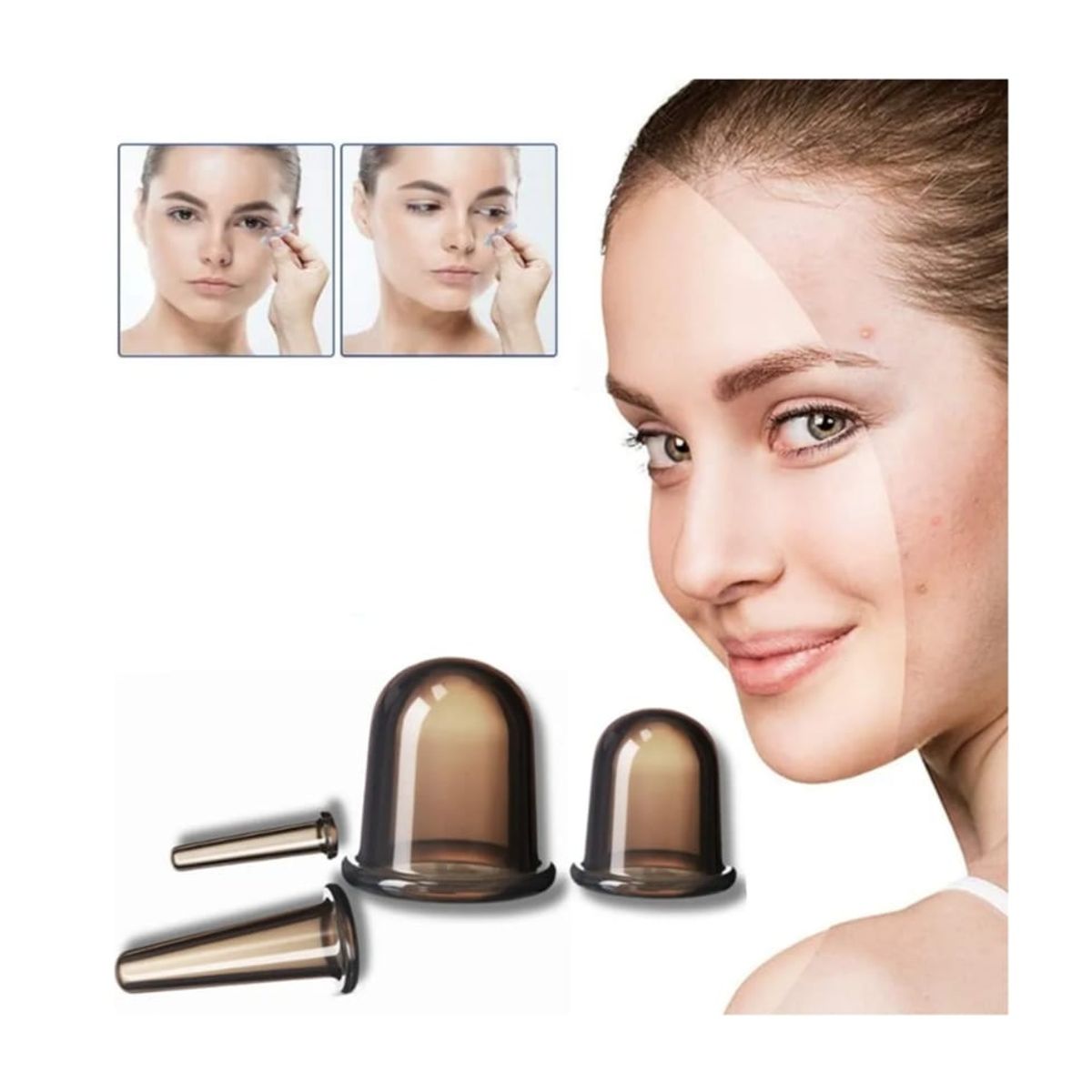 GENERICO - SET 6 VENTOSAS FACIALES DE SILICONA PREMIUM Y EXFOLIANTE