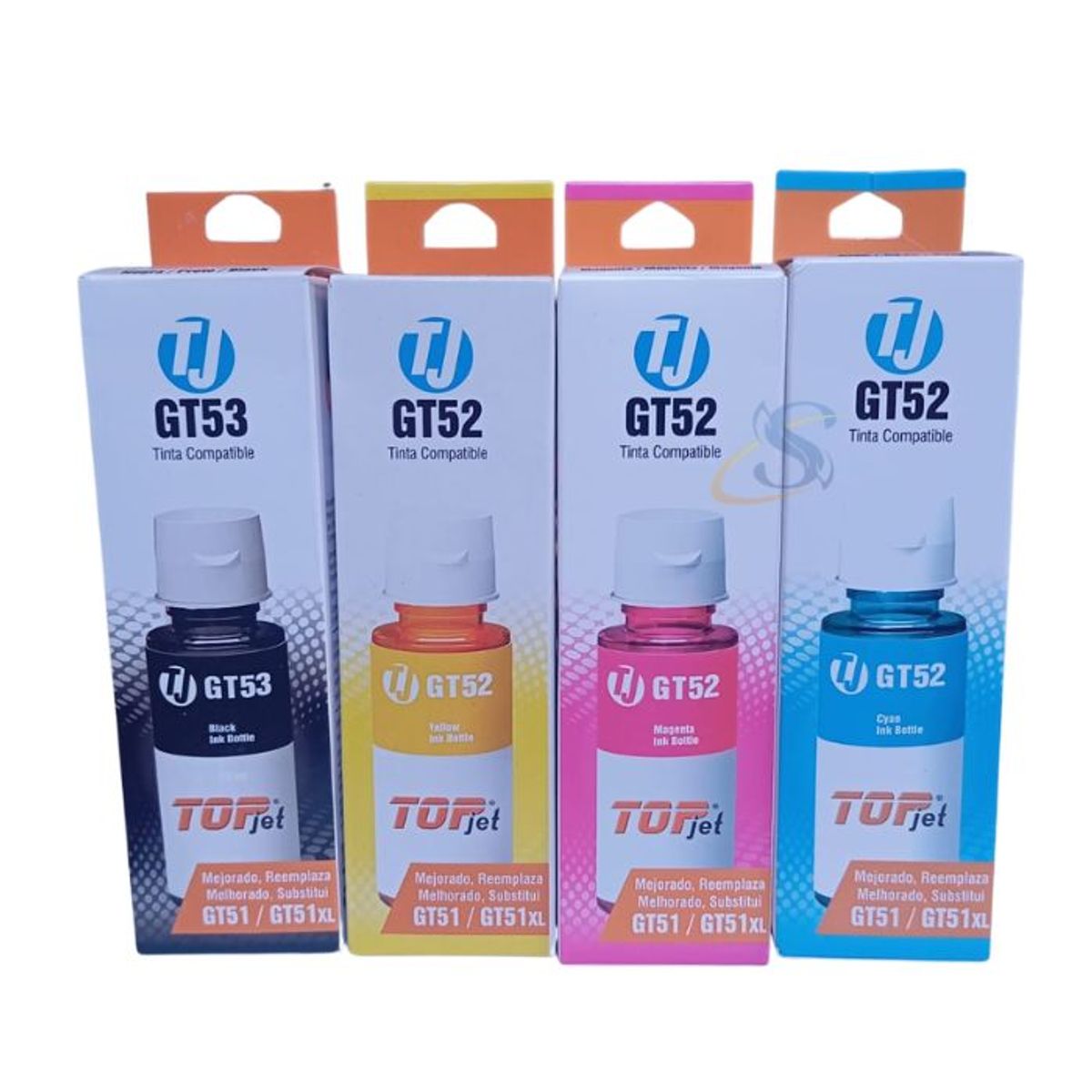 GENERICO - KIT DE TINTA HP GT53 GT52 COMPATIBLE NEGRO Y COLORES