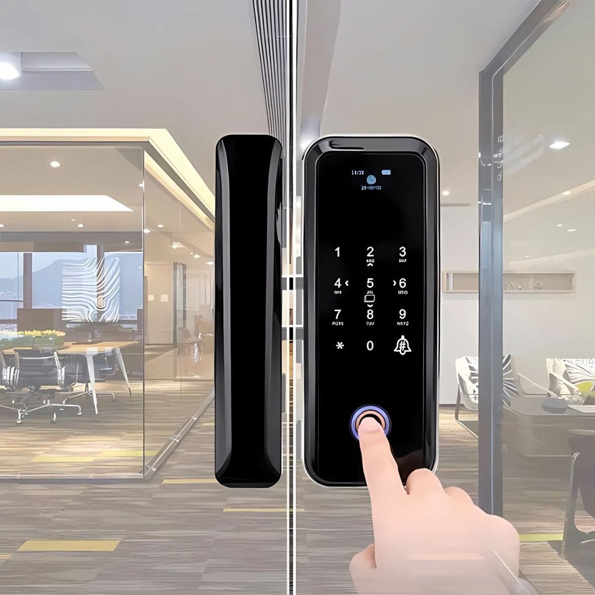 OEM - Cerradura Inteligente Smart Chapa Para Puerta De Vidrio Wifi Negro A6