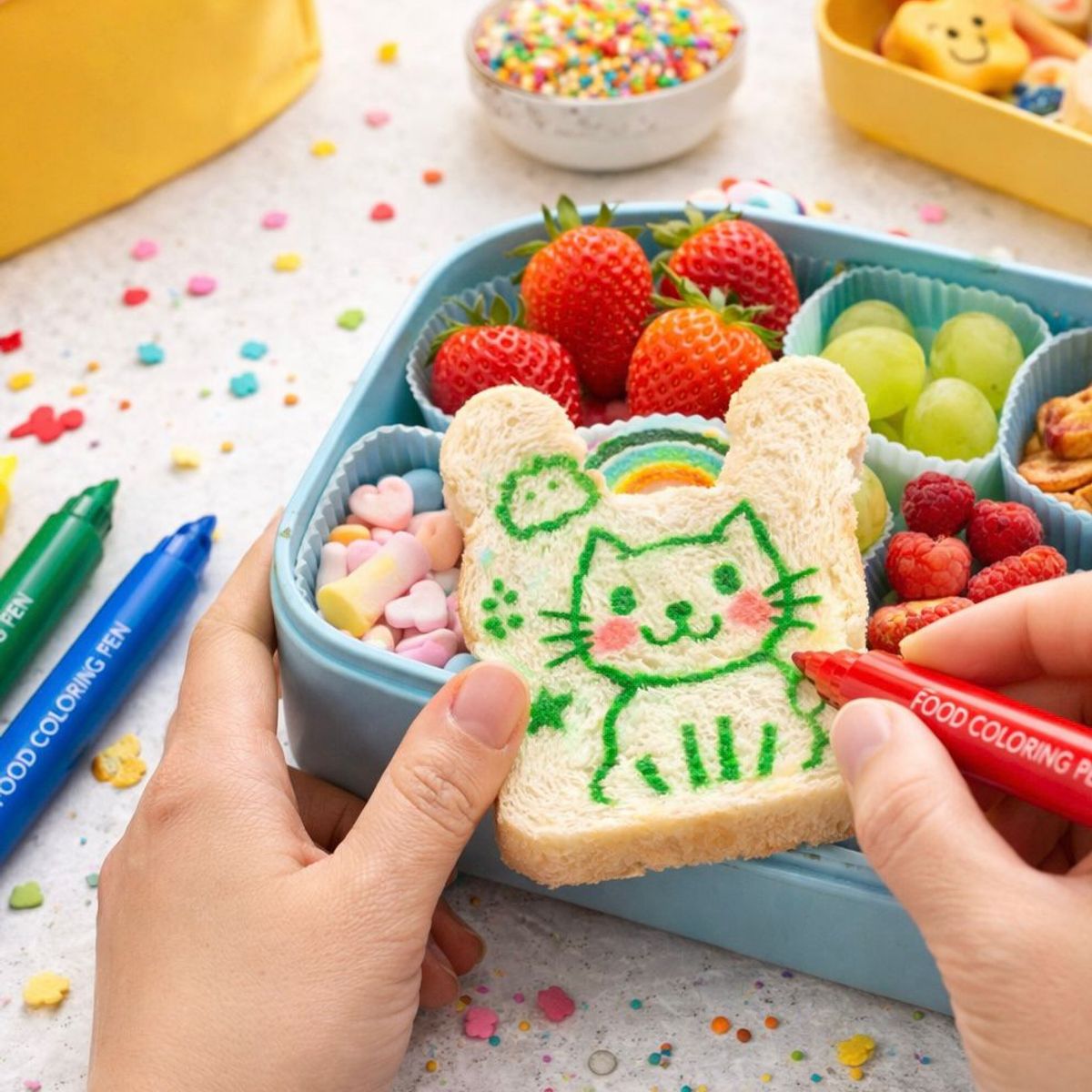 GENERICO - Plumones Comestibles para Decorar Loncheras Infantiles – Set 5 Colores para Pan, Galletas y Postres