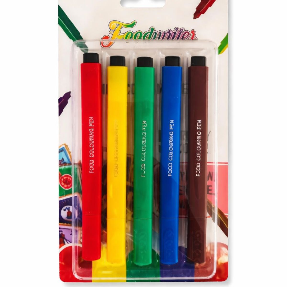 GENERICO - Plumones Comestibles para Decorar Loncheras Infantiles – Set 5 Colores para Pan, Galletas y Postres