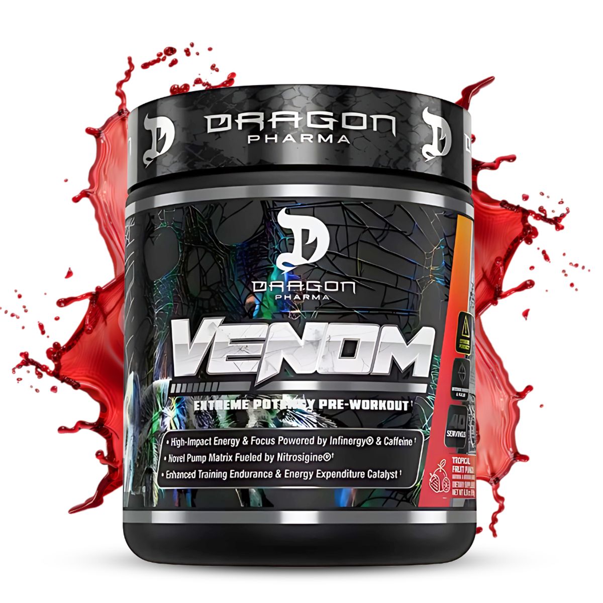 DRAG PHARMA - PACK X 02 - Venom 40 servicios Pre entreno Dragon Pharma - Fruit Punch