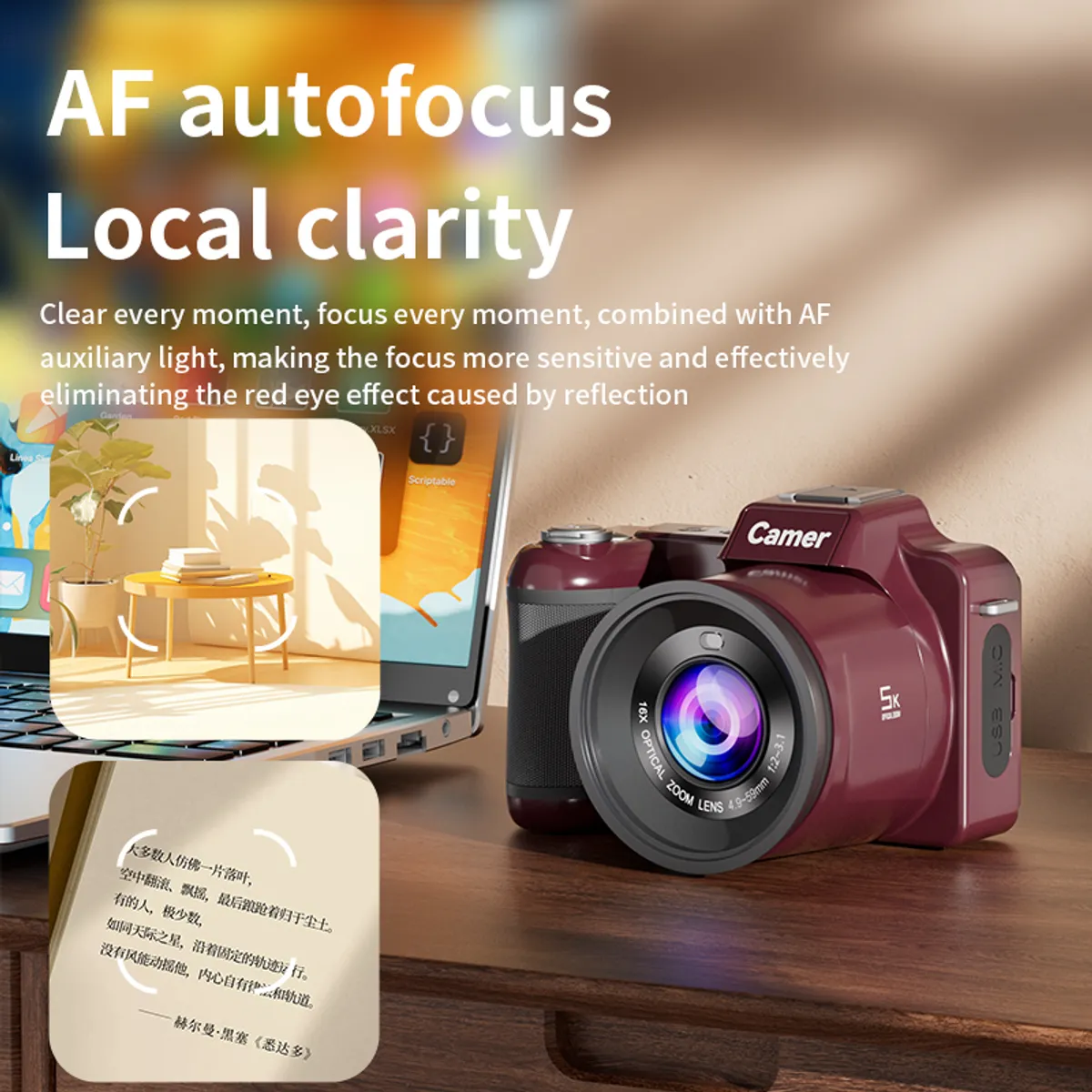 RENVMEXY - Cámara Digital 64MP 5K - Zoom 16x - Estabilizador + 64GB - Para Vlogs y Viajes