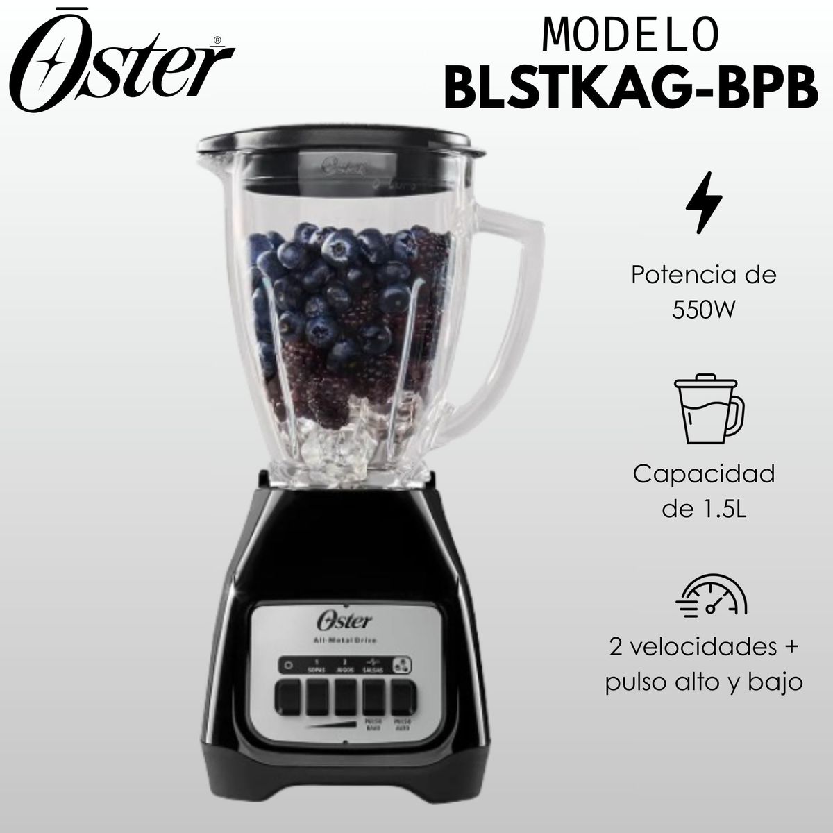 OSTER - LICUADORA OSTER BLSTKAG-BPB 2 VELOCIDADES NEGRO
