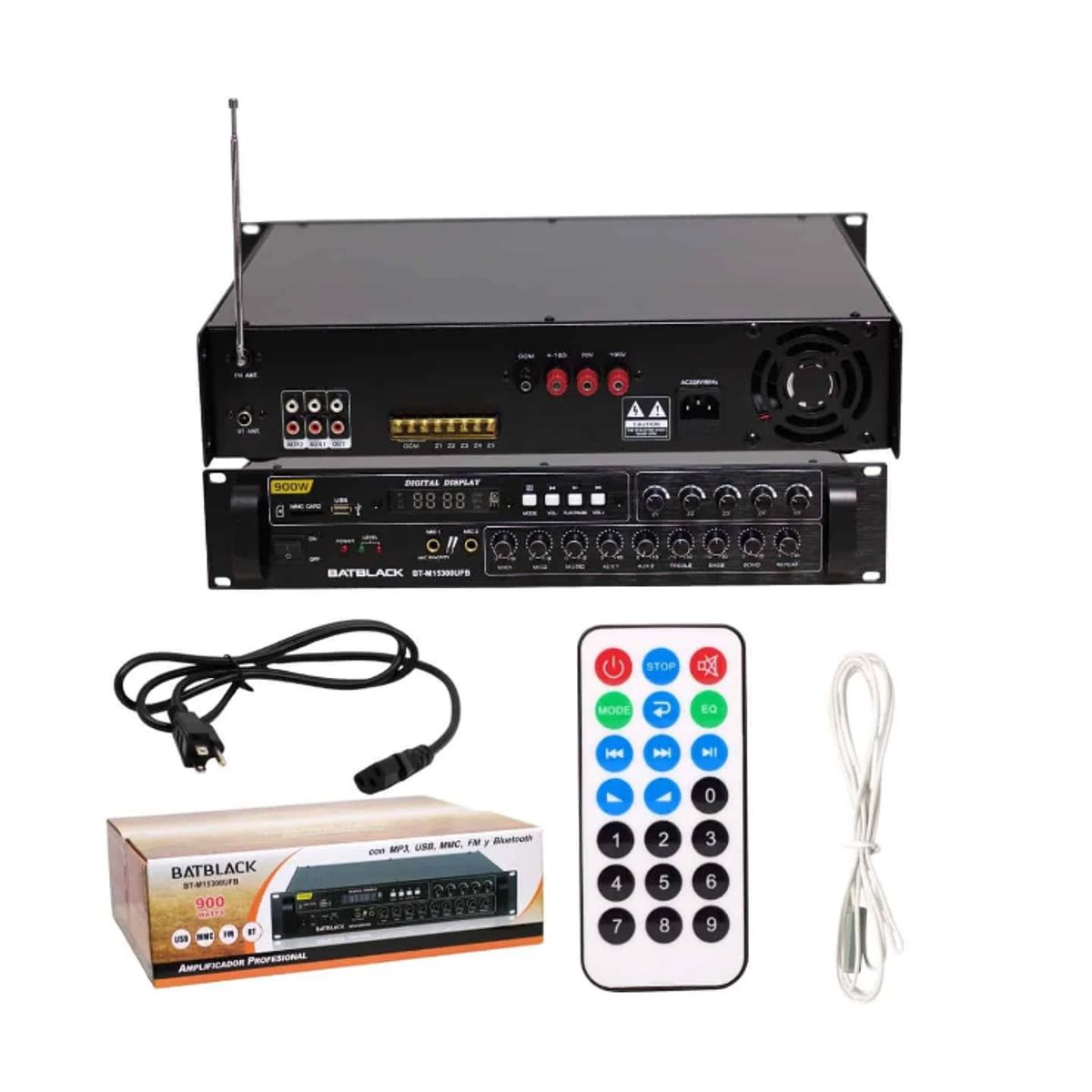 BATBLACK - Amplificador Profesional 5 Canales 900W BT-M15300UFB BATBLACK