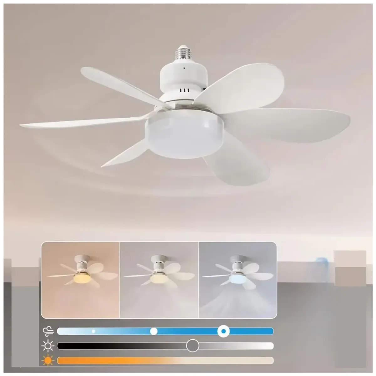 INSPIRA MARKET - Ventilador Con Luz LED E27 30W Con Control Remoto 3 Velocidades