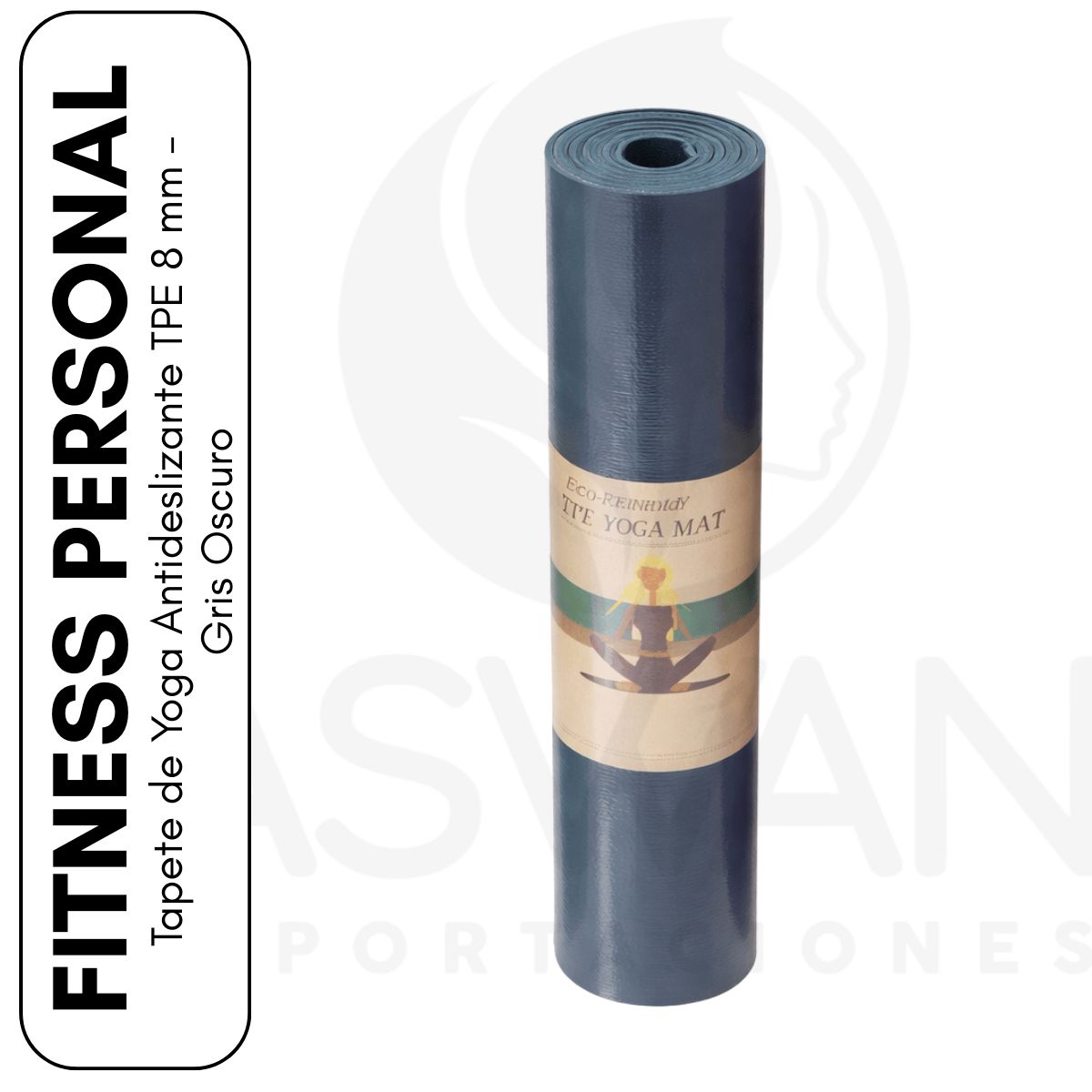 GENERICO - Mat de Yoga Fitness 8 mm Gris Oscuro