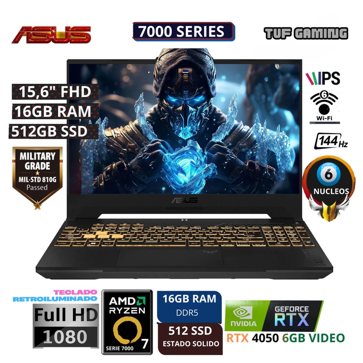 ASUS - Laptop Asus Tuf Gaming  Ryzen7- 7445hs 16GB RAM 512GB SSD  FHD RTX4050-6GB