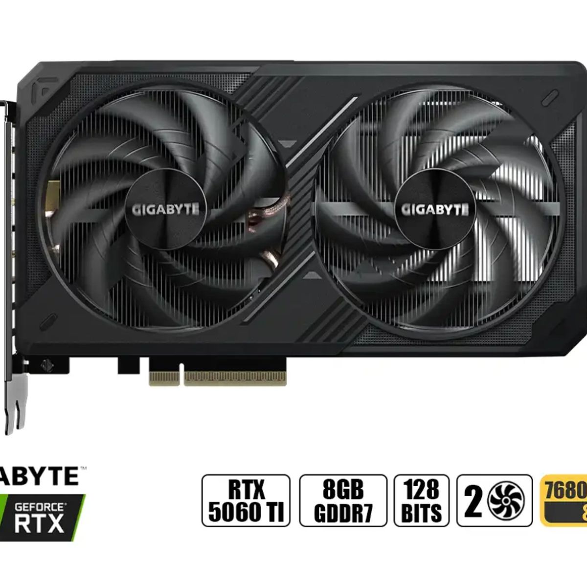 GIGABYTE - TARJETA DE VIDEO GIGABYTE RTX 5060 TI WINDFORCE ( GV-N506TWF2OC-8GD ) 8GB GDDR7 - X2 FAN