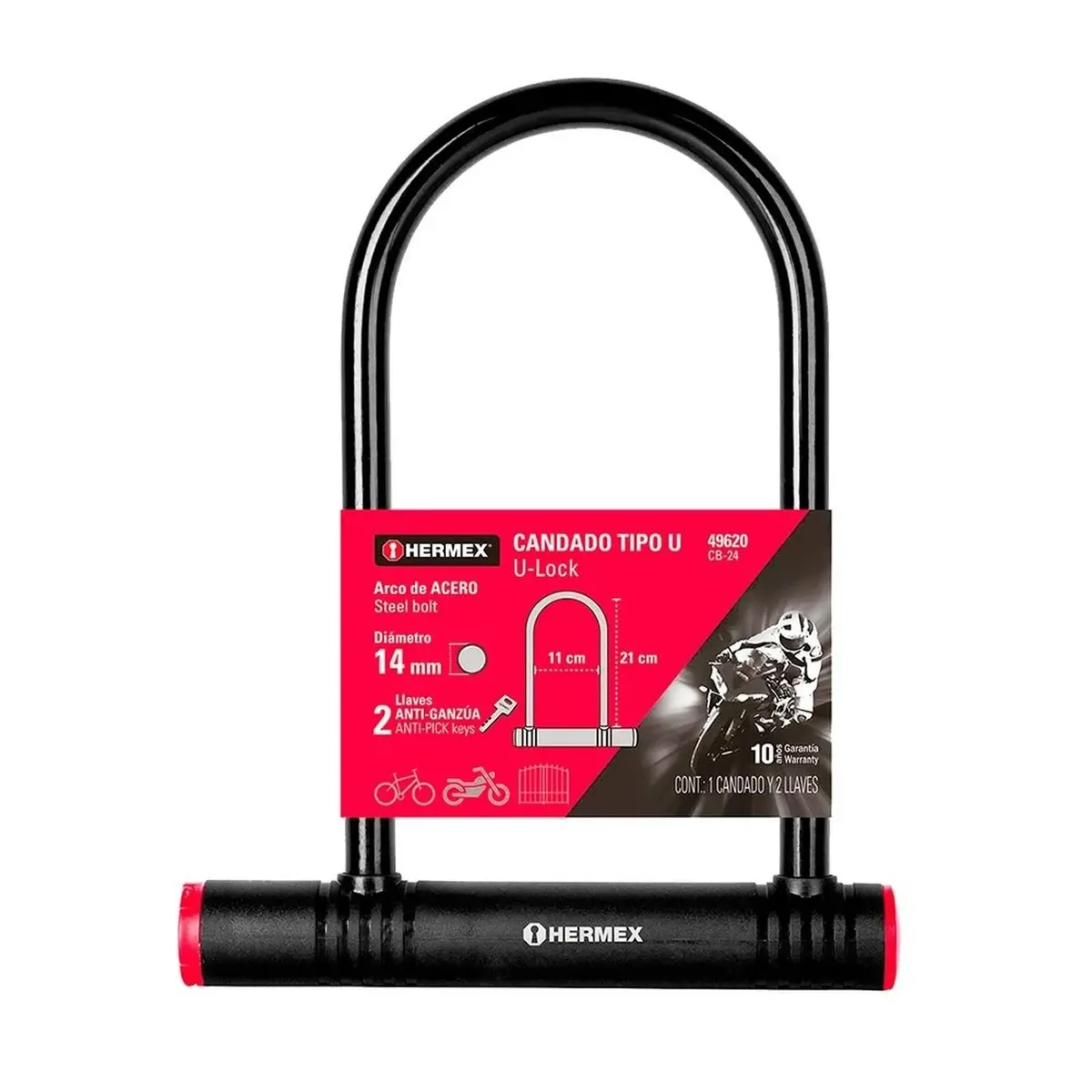 Candado Tipo U-Lock Hermex 14mm con Llave CB-24 HERMEX | falabella.com