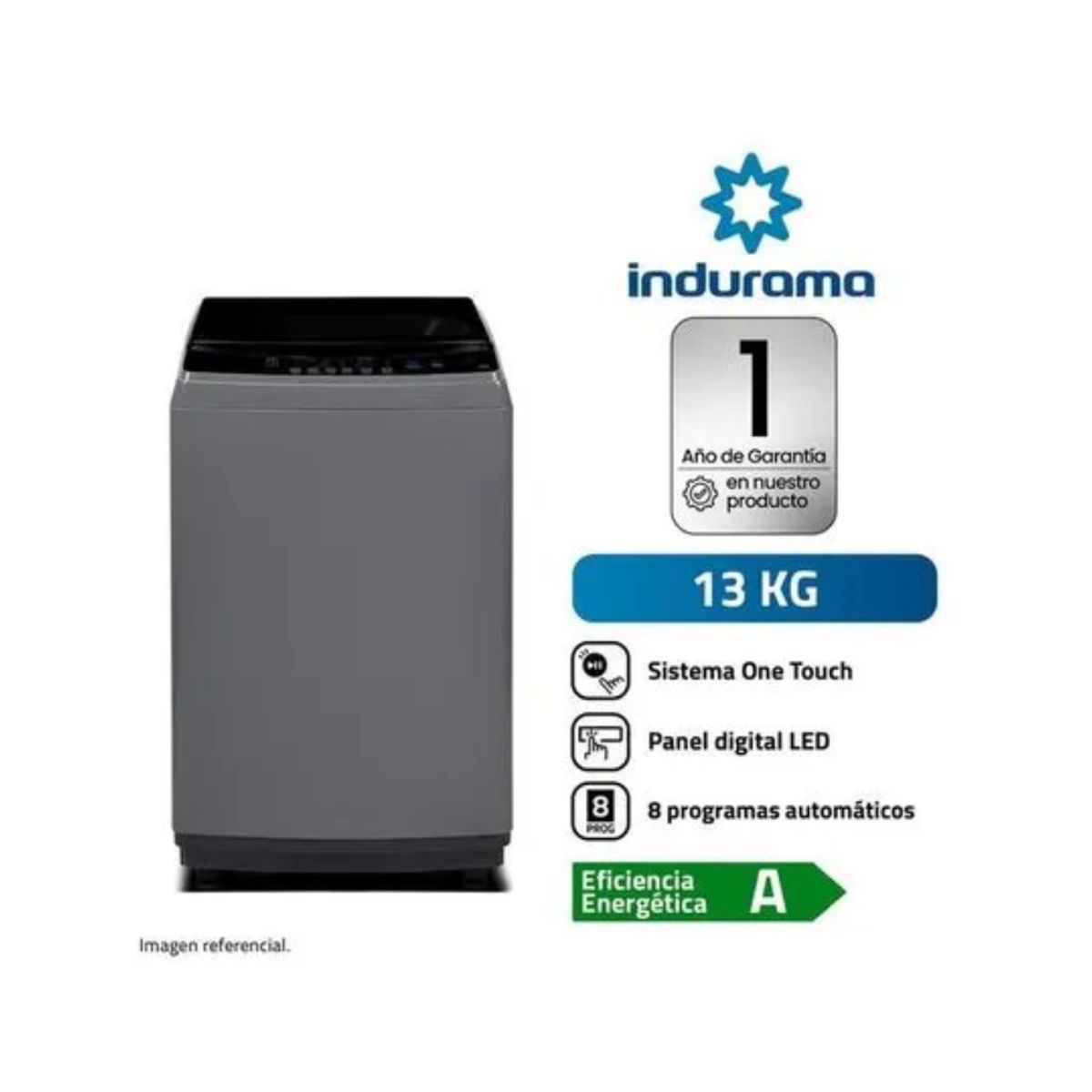 INDURAMA - Lavadora Indurama 13 kg Carga Superior LRI-13DGR Gris Oscuro