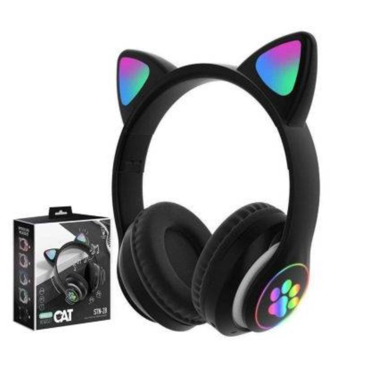 GENERICO - AUDIFONOS OREJAS DE GATO STN-28 CON LUCES LED