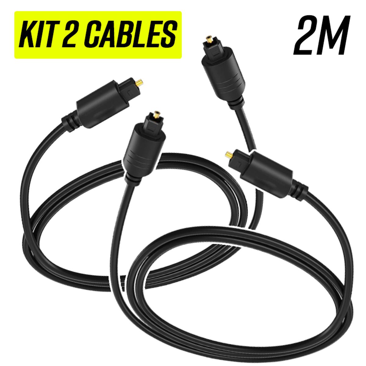 GENERICO - Kit 2 Cable audio óptico digital toslink slim 2 metros fibra optica