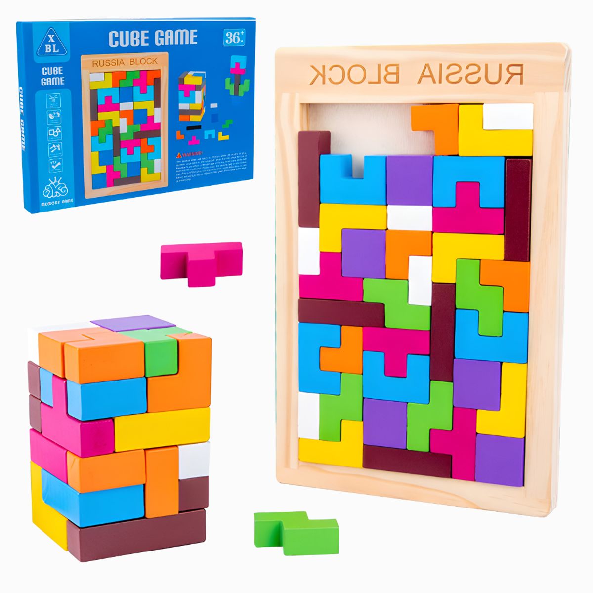 GENERICO - Juego Tetris 3D y Cubosoma 40 Piezas Rompecabezas de Madera