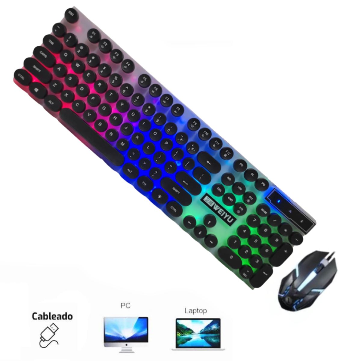 GENERICO - KIT Teclado y Mouse Gamer Negro Alámbrico Vintage Iluminado MYT10