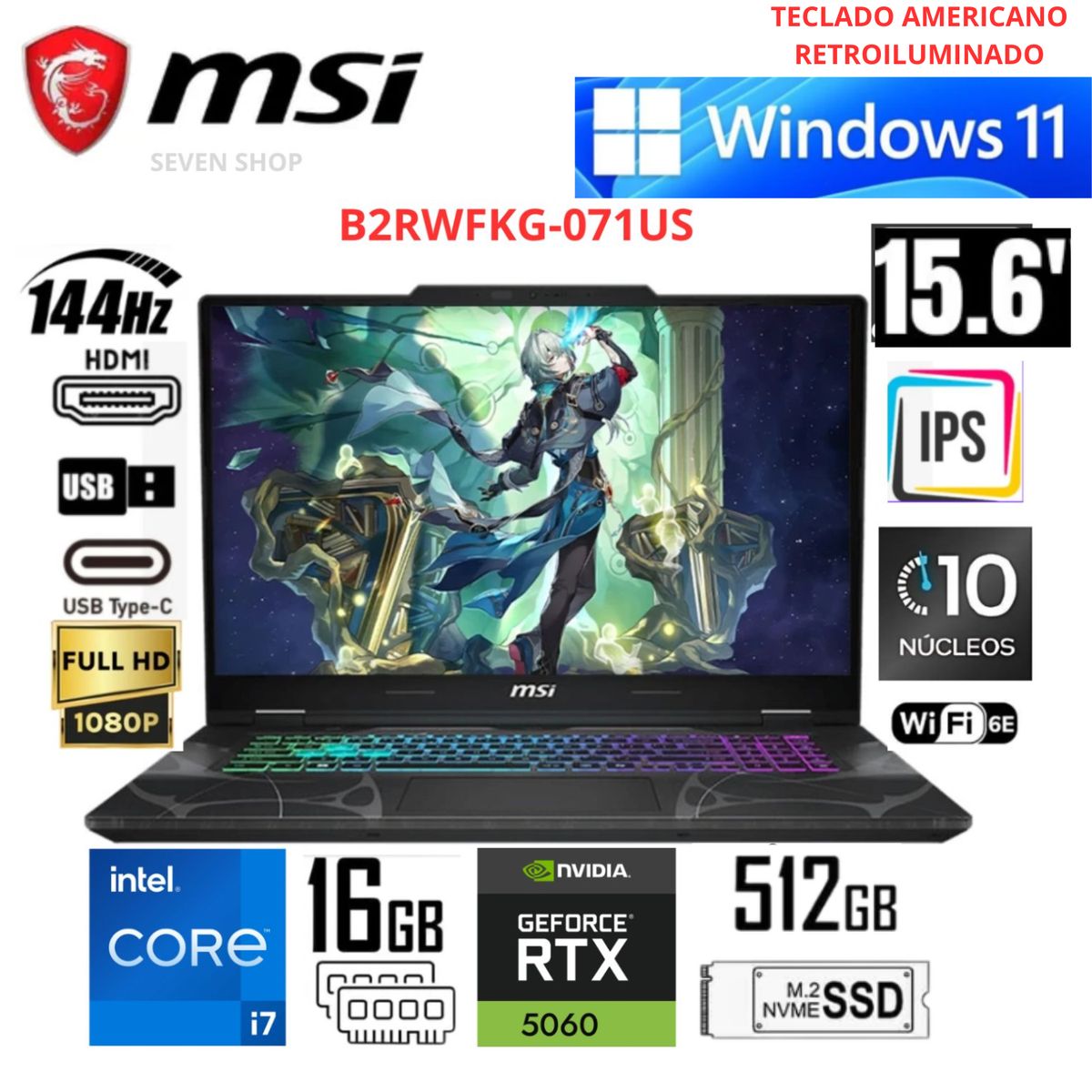 Msi - MSI CYBORG 15 B2RWFKG-071US GAMING INTEL CORE 7-240H , 512GB