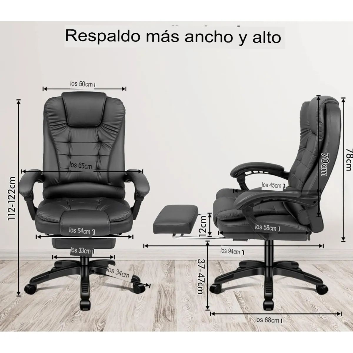 GENERICO - Silla de oficina ergonomica con vibromasajes, reposapies y reclinable