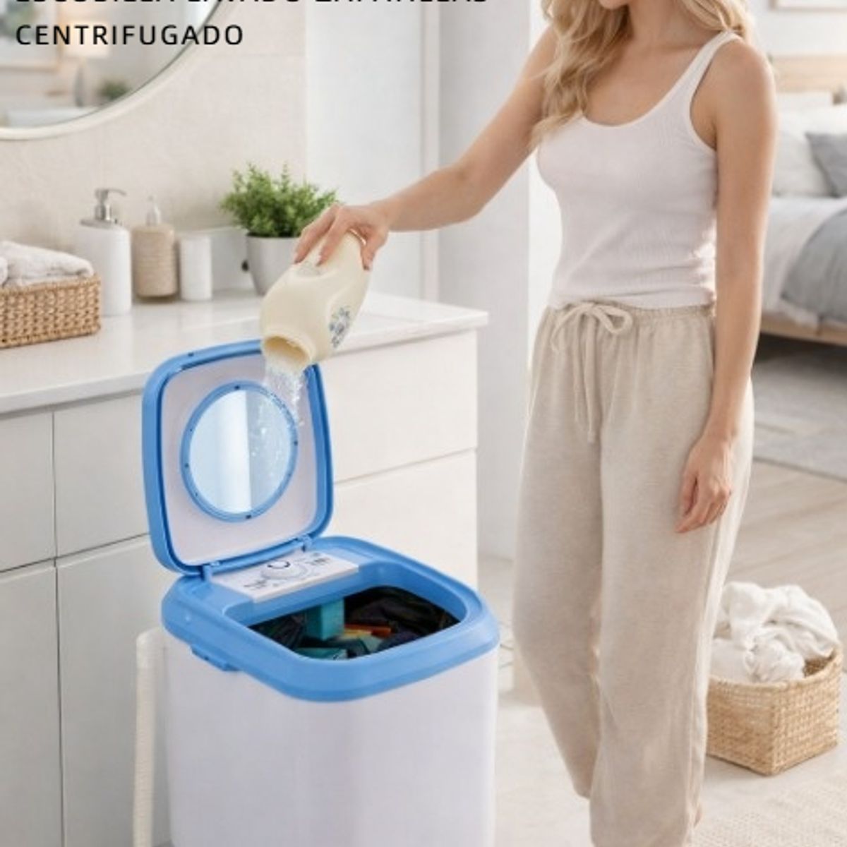 GENERICO - LAVADORA MINI PORTÁTIL ELÉCTRICA CON ESCOBILLA LAVADO ROPA ZAPATILLA CON CENTRIFUGADO TAMBOR METAL