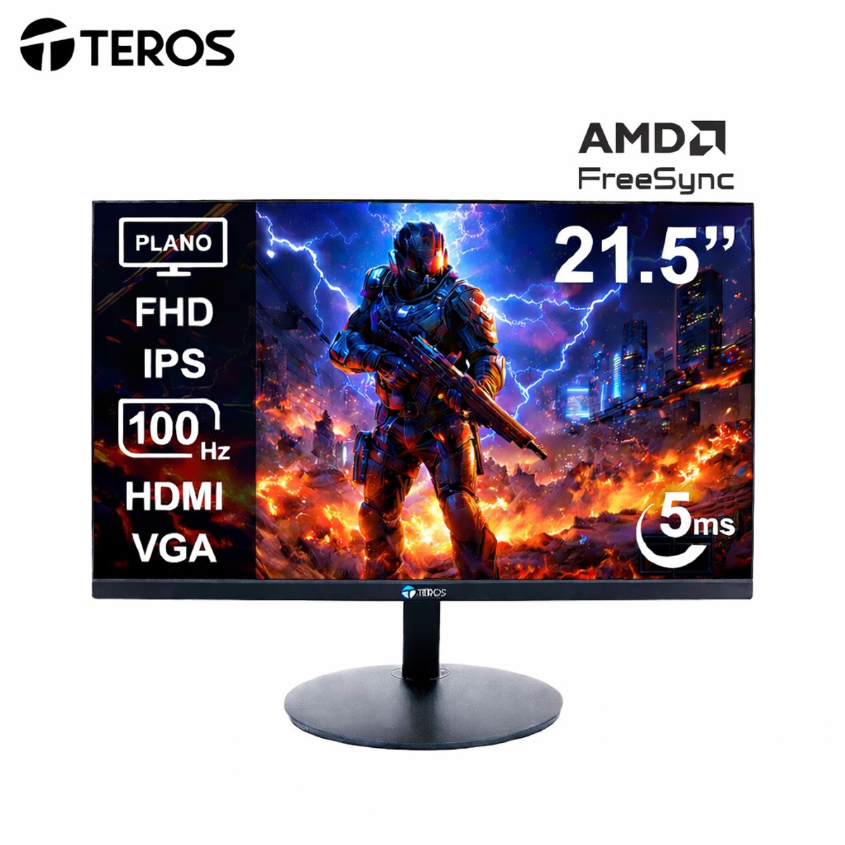 TEROS - Monitor Teros 21.5 TE-2130CS FHD IPS 100Hz HDMI VGA 5ms FreeSync HDR Low Blue Light