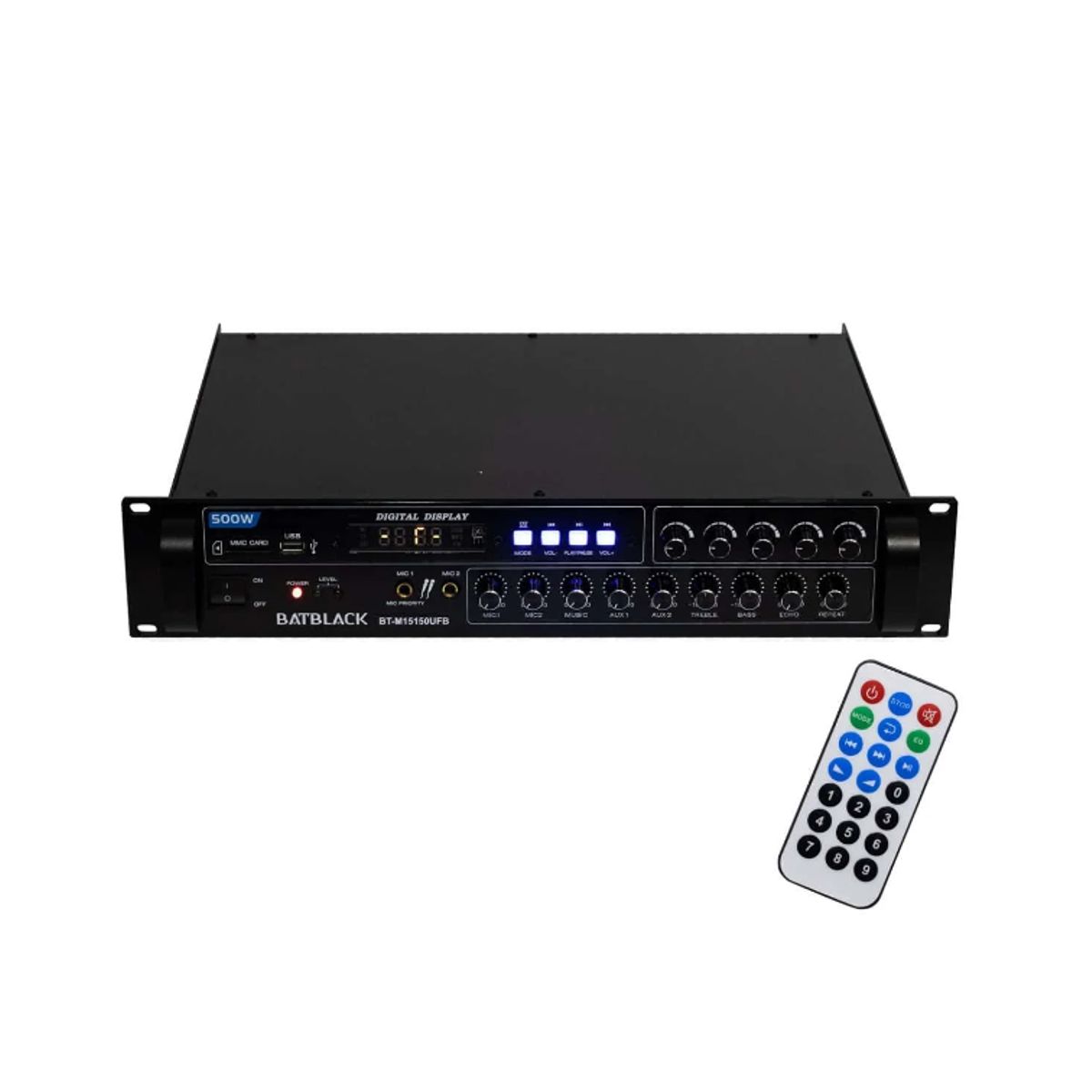 BATBLACK - Amplificador Profesional 5 Canales 500W BT-M15150UFB BATBLACK